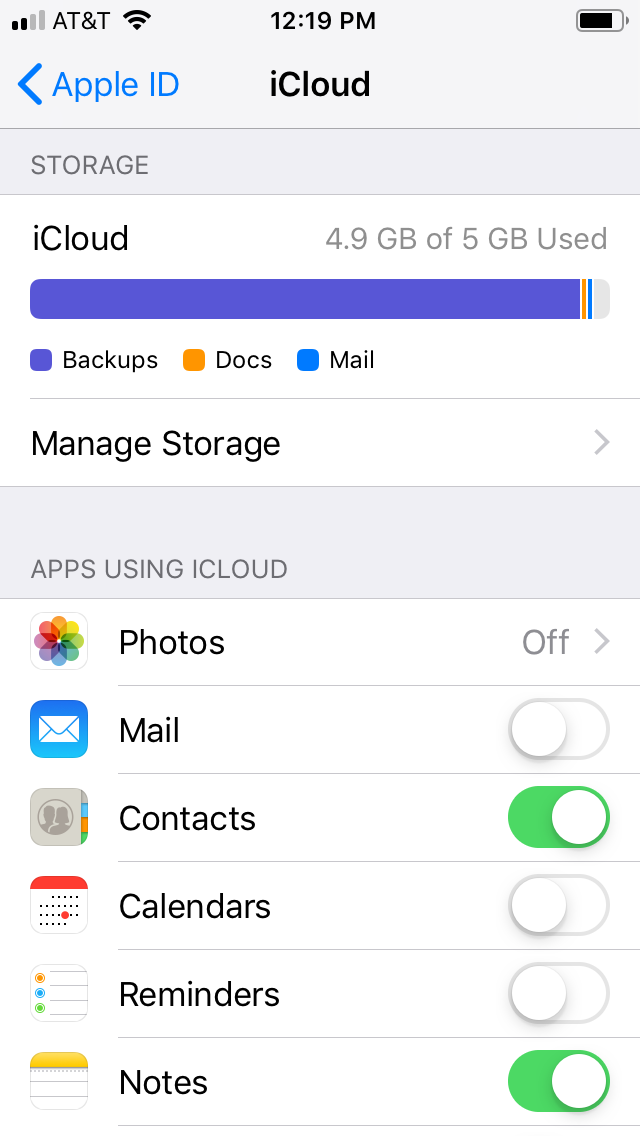 Screenshot - iCloud mobile app